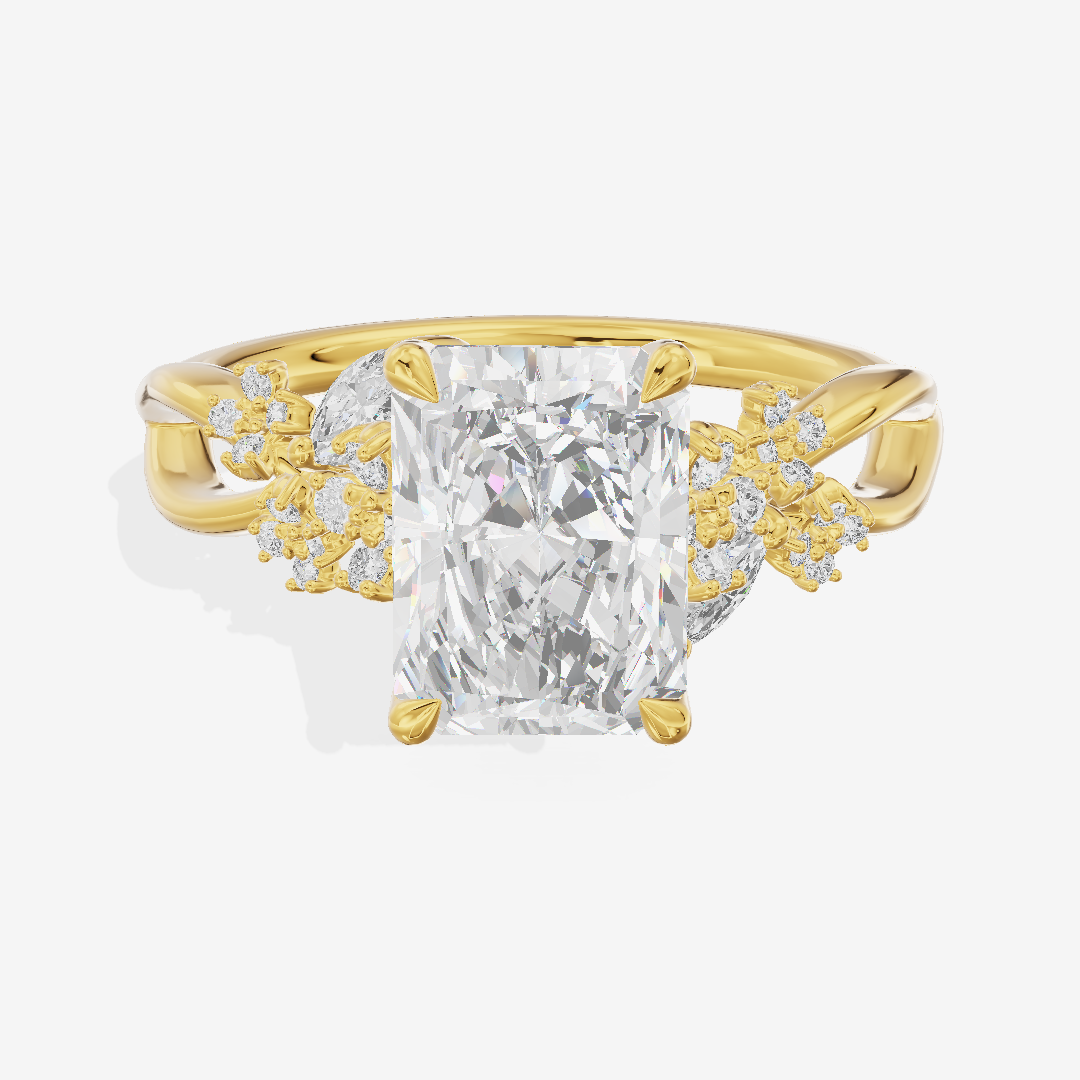 Classic Lightwoven Radiant Engagement Ring with Side Stones (1/4 ct. tw.) in 18K Yellow Gold
