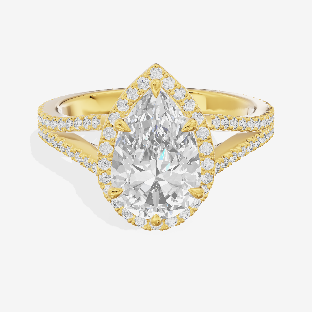 Modern Adorae Pear Hidden Halo Engagement Ring (1/2 ct. tw.) in 14K Yellow Gold