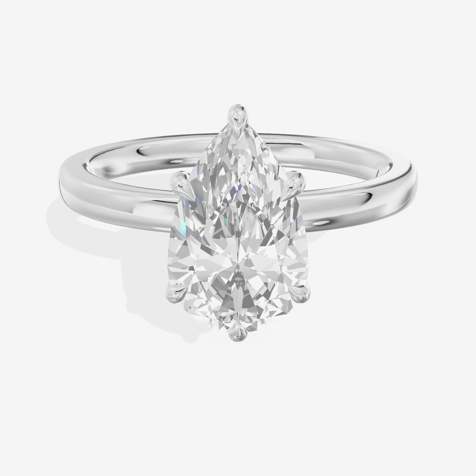Classic Tensare Pear Engagement Ring with Hidden Halos (1/15 ct. tw.) in Platinum