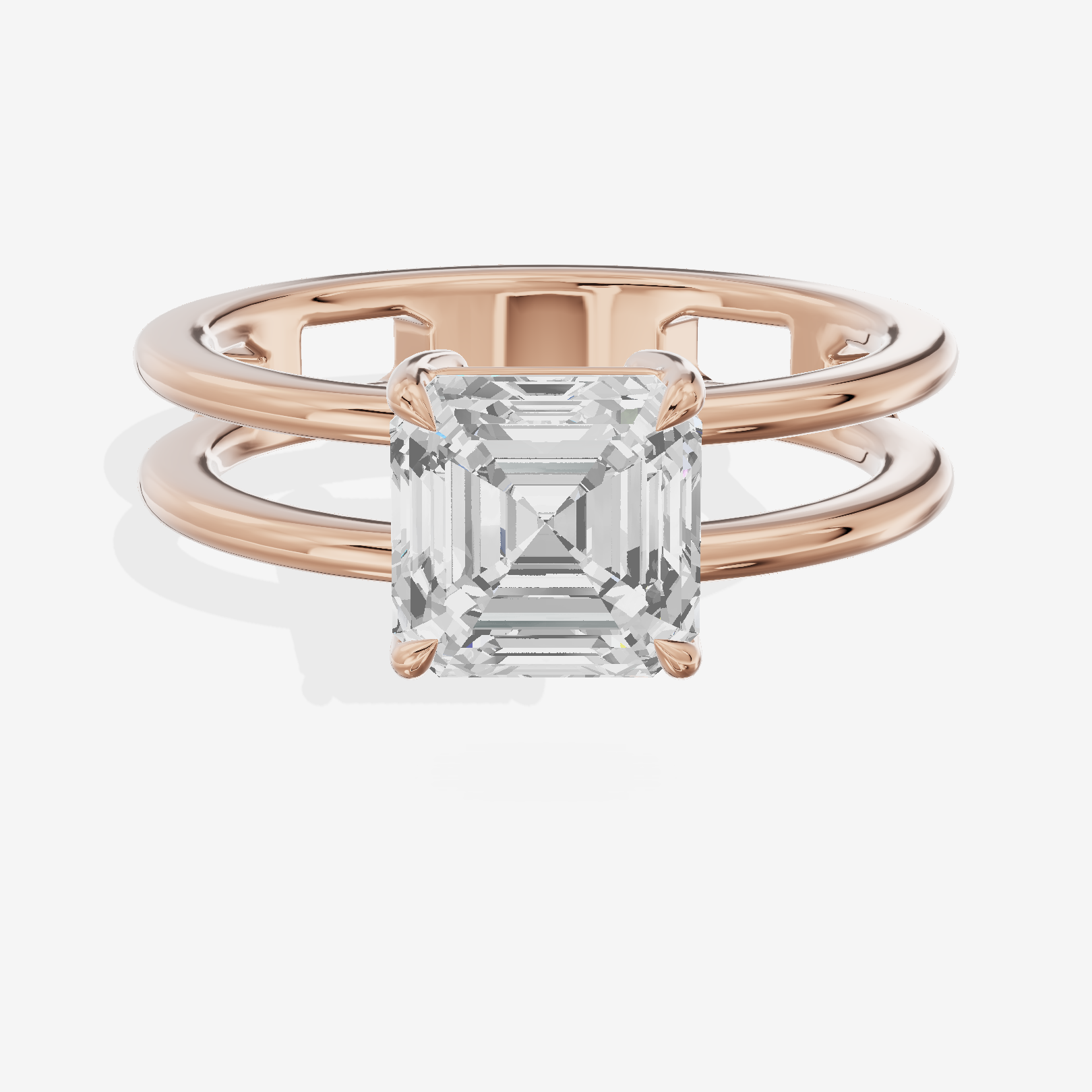 Sealed Promezza 4.3mm Asscher Solitaire Engagement Ring in 14K Rose Gold