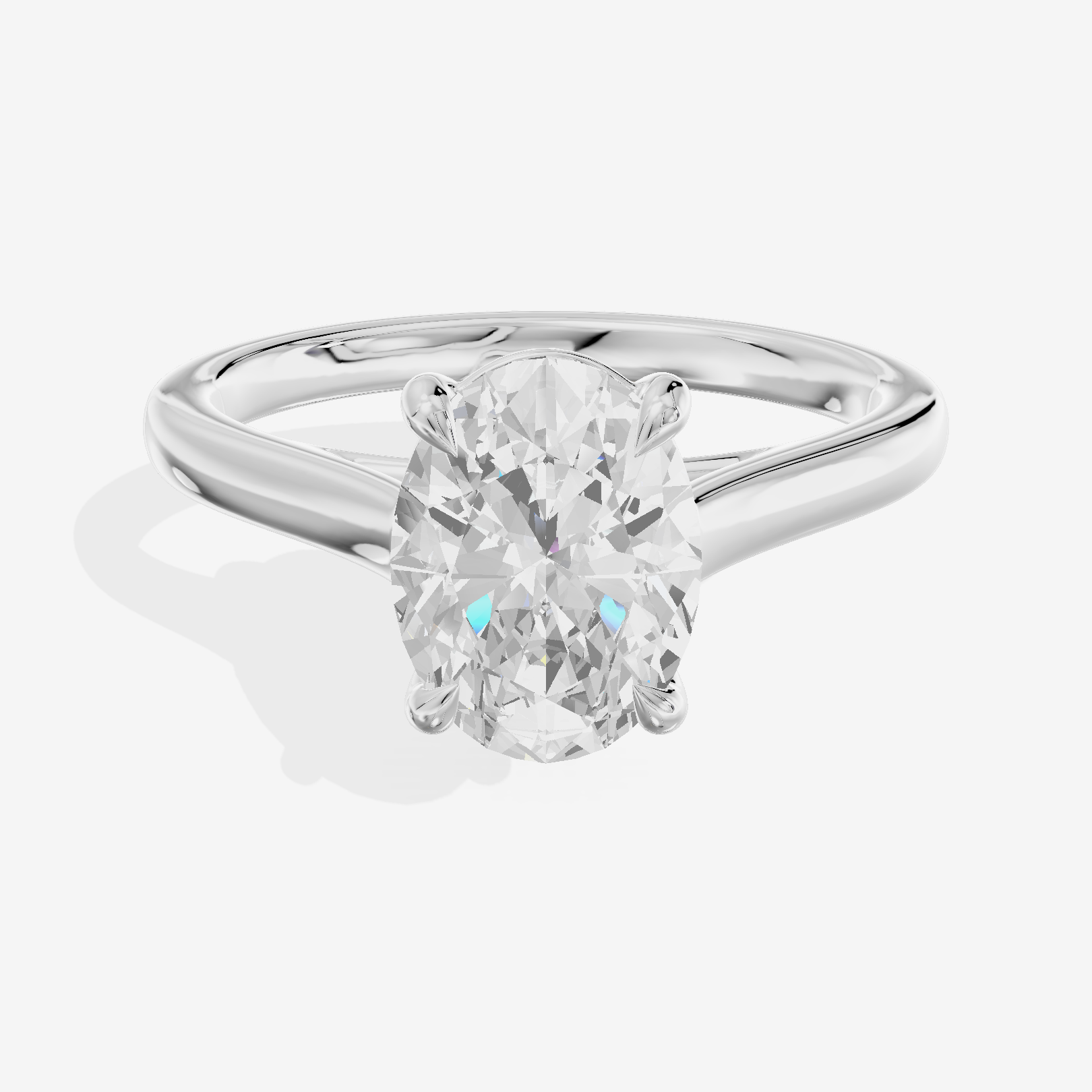 Whispered Coeurine 2mm Oval Solitaire Engagement Ring in 18K White Gold