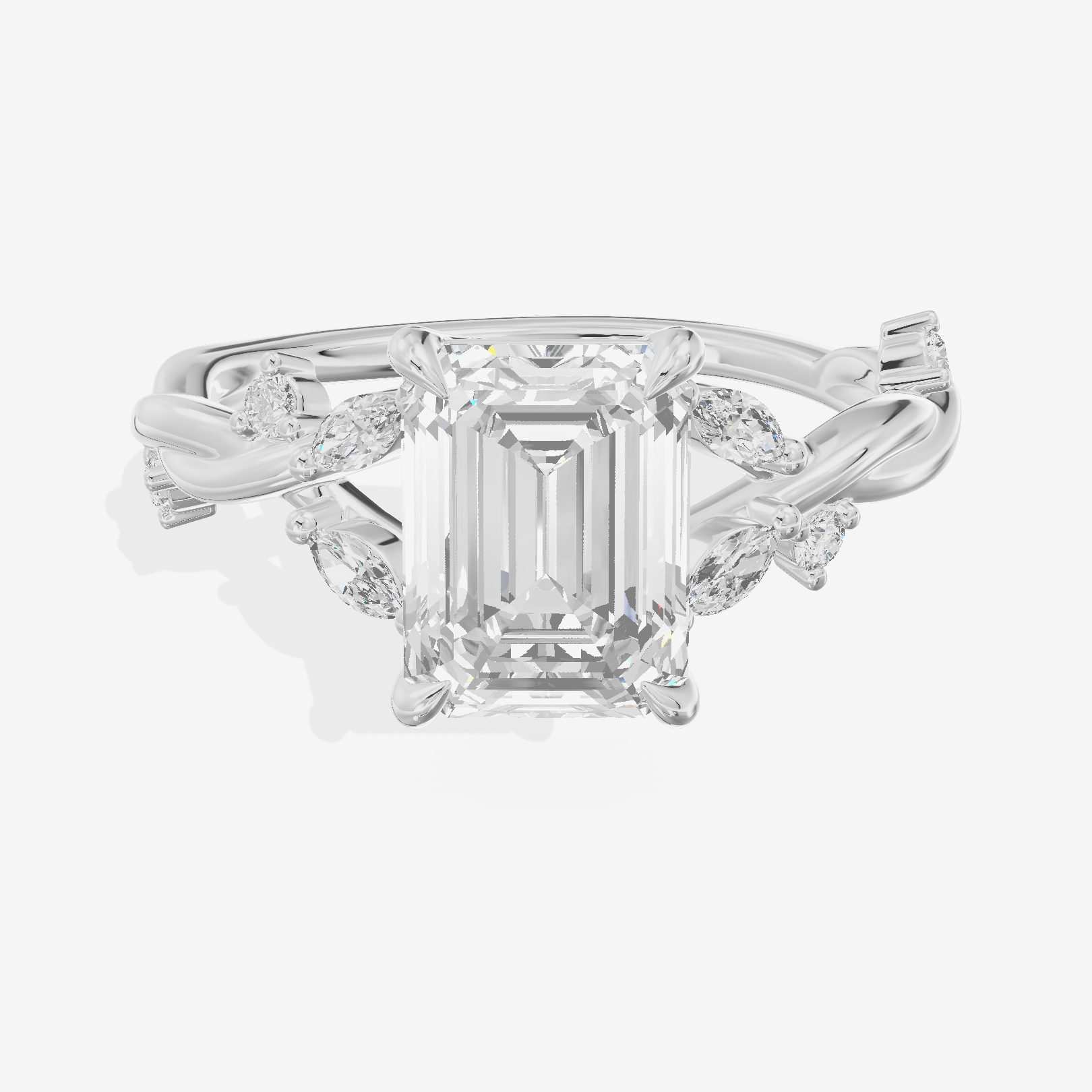 Twined Vowsae Emerald Twisted Engagement Ring (1/6 ct. tw.) in 18K White Gold