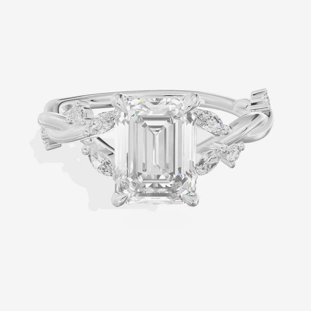 Twined Vowsae Emerald Twisted Engagement Ring (1/6 ct. tw.) in 18K White Gold