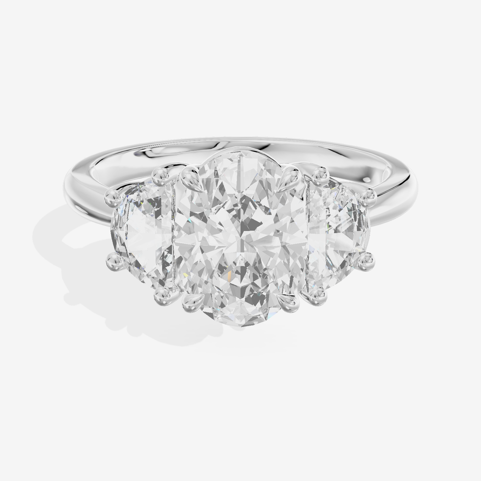 Vintage Sincere Three Stone Oval Engagement Ring (1/2 ct. tw.) in 14K White Gold