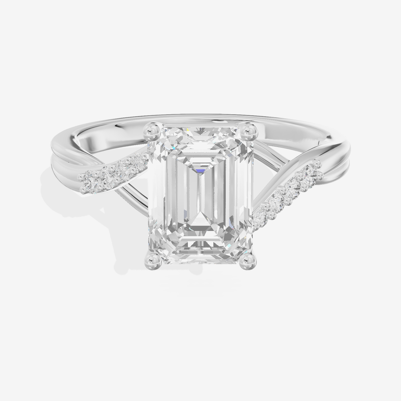 Twined Aimora Emerald Engagement Ring with Side Stones (1/15 ct. tw.) in Platinum