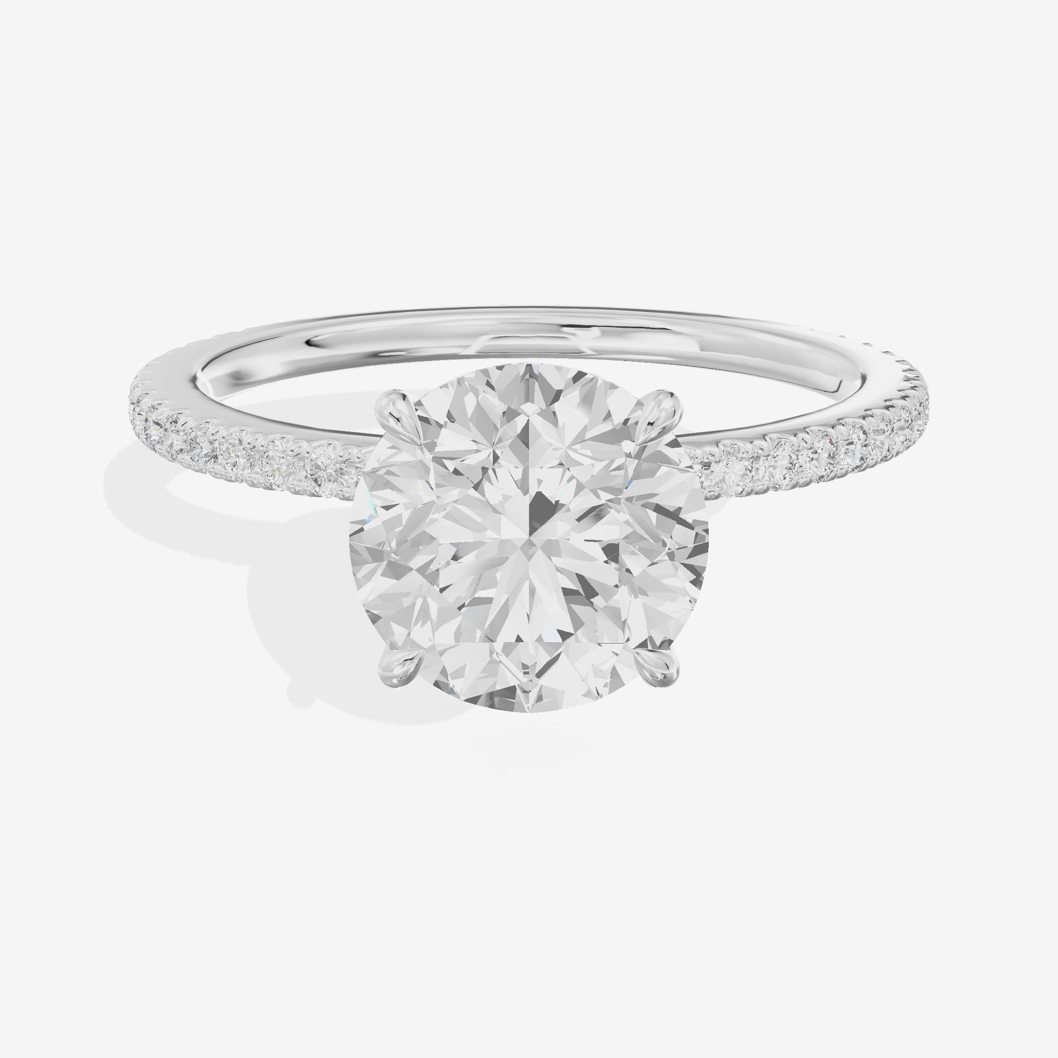 Tensare Round Engagement Ring with Side Stones (1 ct. tw.) in 18K White Gold