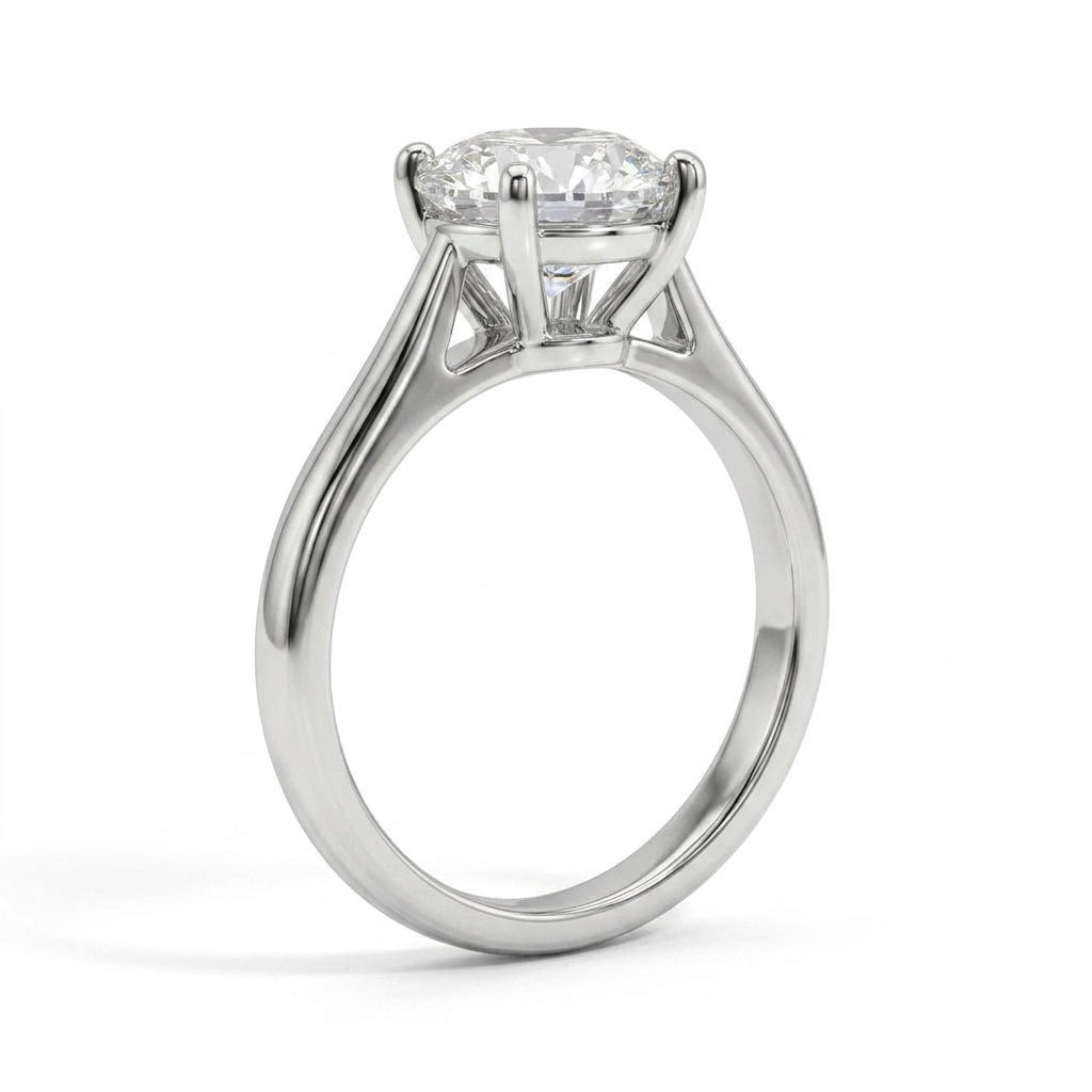 Cathedral Solitaire Round Engagement Ring (2.59 ct.) in Platinum