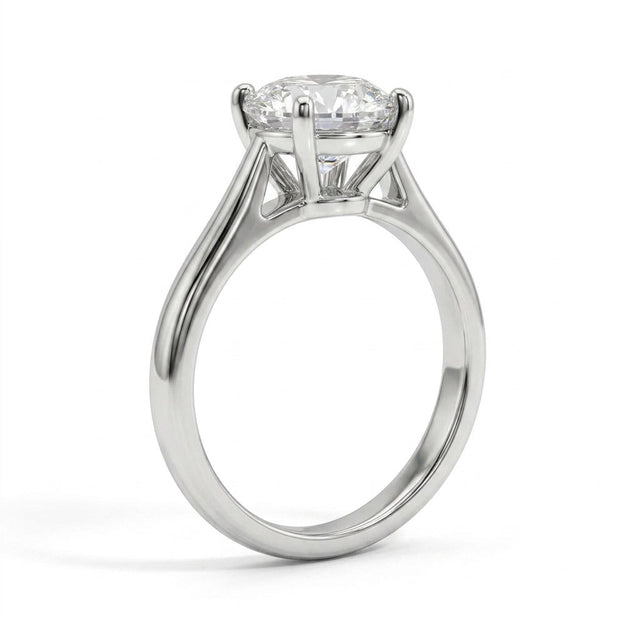 Cathedral Solitaire Round Engagement Ring (2.59 ct.) in Platinum