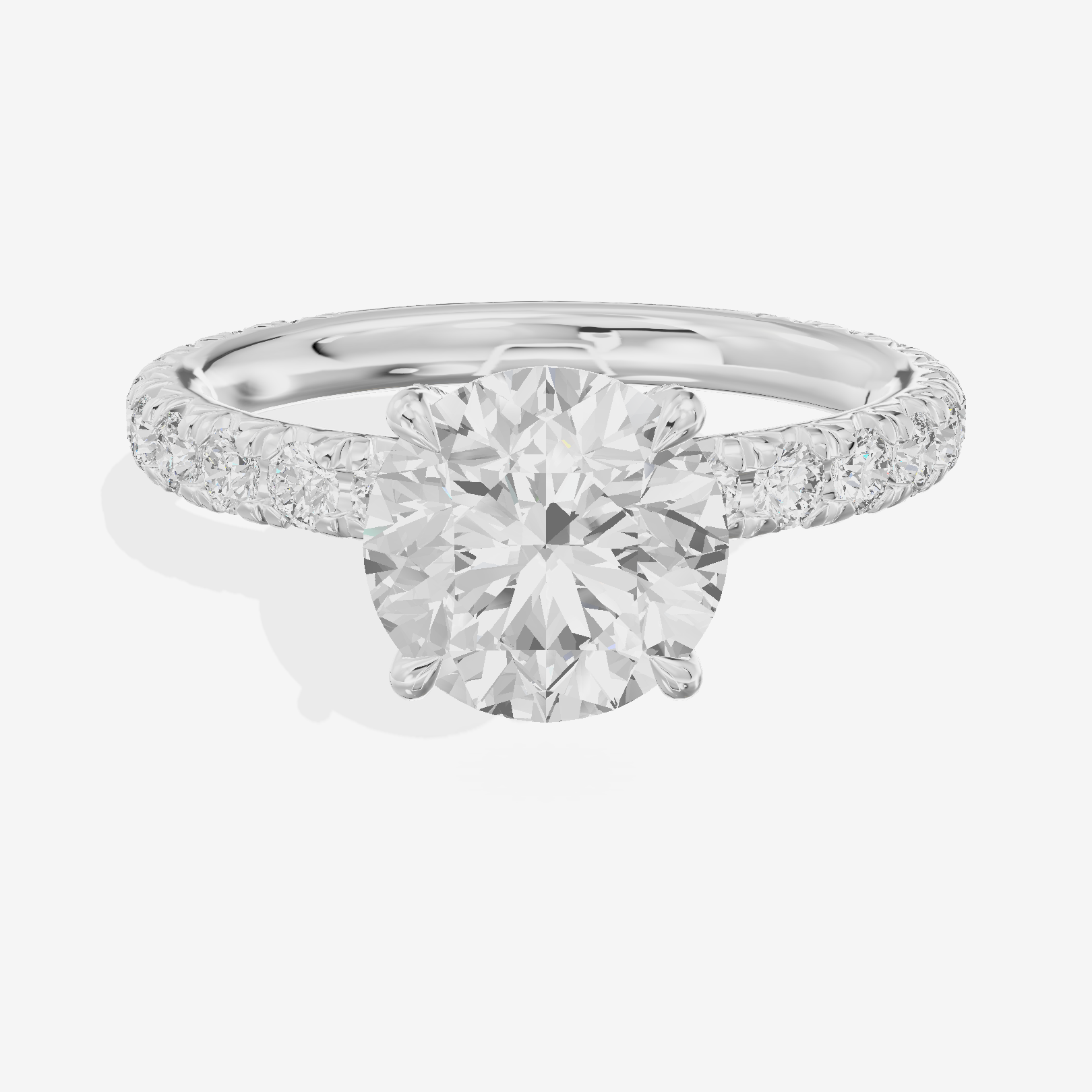 Eternal Coeurine Round Engagement Ring with Side Stones (3/5 ct. tw.) in 14K White Gold