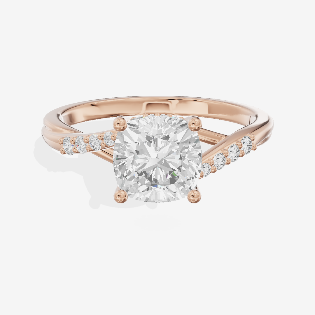 Aimora Hidden Halo Cushion Engagement Ring (1/8 ct. tw.) in 14K Rose Gold