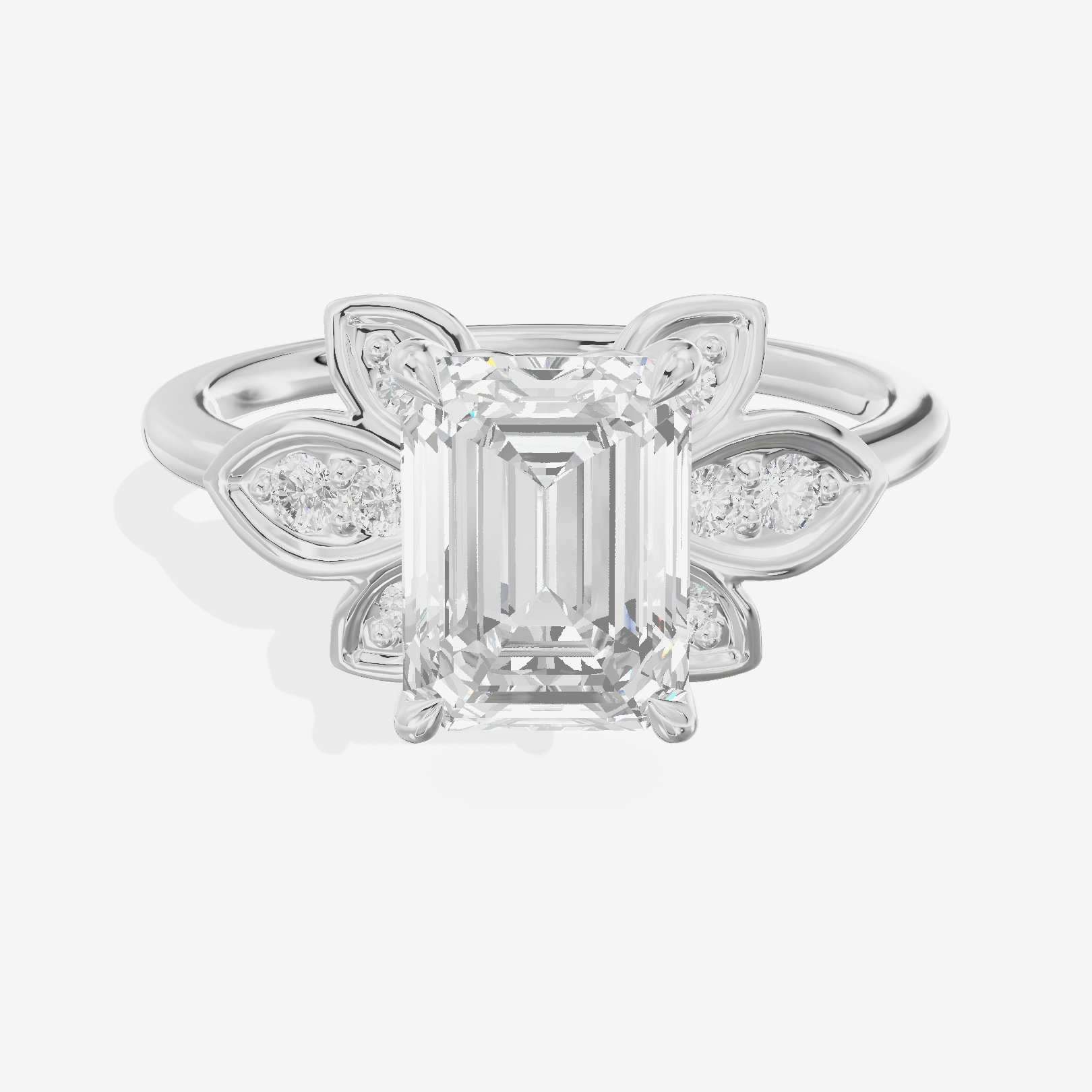 Petite Whisper Emerald Engagement Ring with Side Stones (1/10 ct. tw.) in Platinum