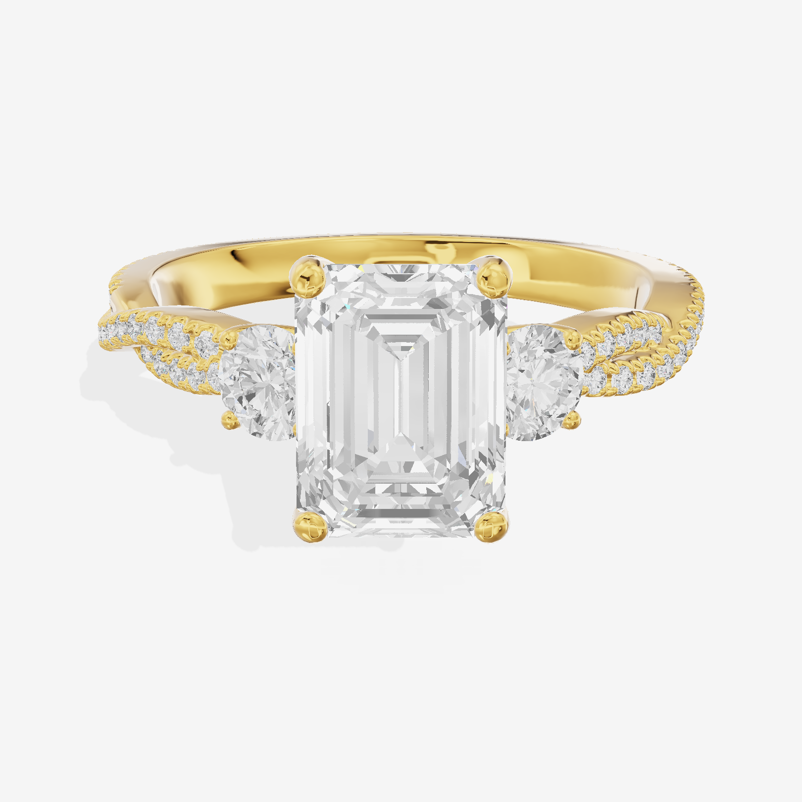 Petite Twine Three Stone Emerald Engagement Ring (1/2 ct. tw.) in 18K Yellow Gold