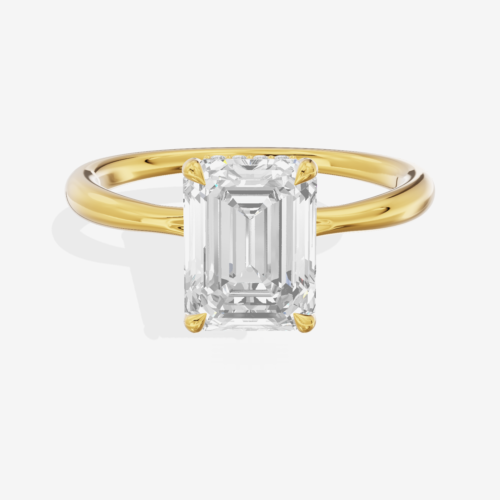Adorae Emerald Hidden Halo Engagement Ring (1/20 ct. tw.) in 14K Yellow Gold