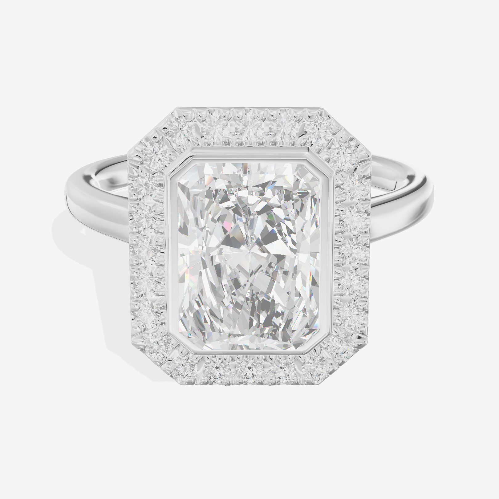 Trellise Halo Radiant Engagement Ring (1/4 ct. tw.) in 18K White Gold