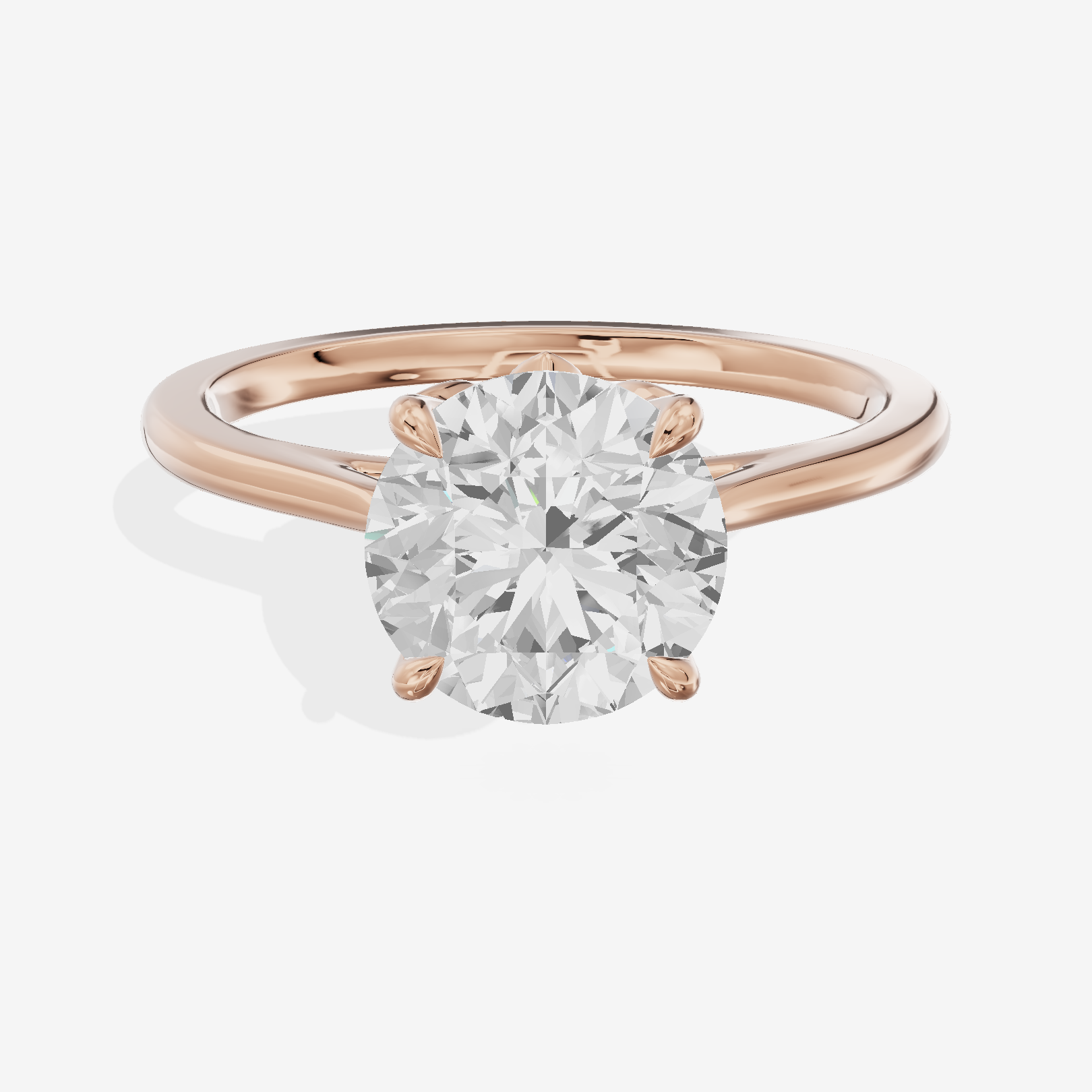 Coeurine Cathedral 1.5mm Round Solitaire Engagement Ring in 14K Rose Gold