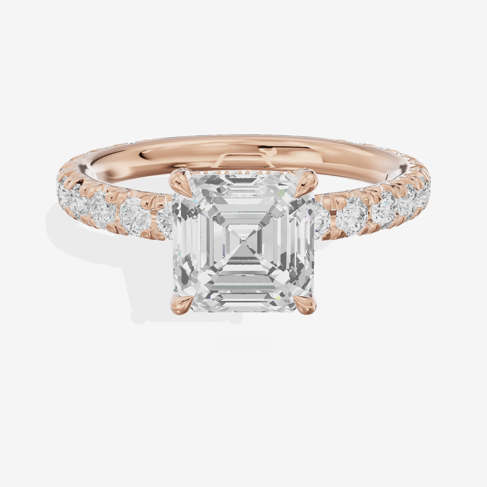 Eternal Coeurine Asscher Engagement Ring with Side Stones (3/5 ct. tw.) in 14K Rose Gold