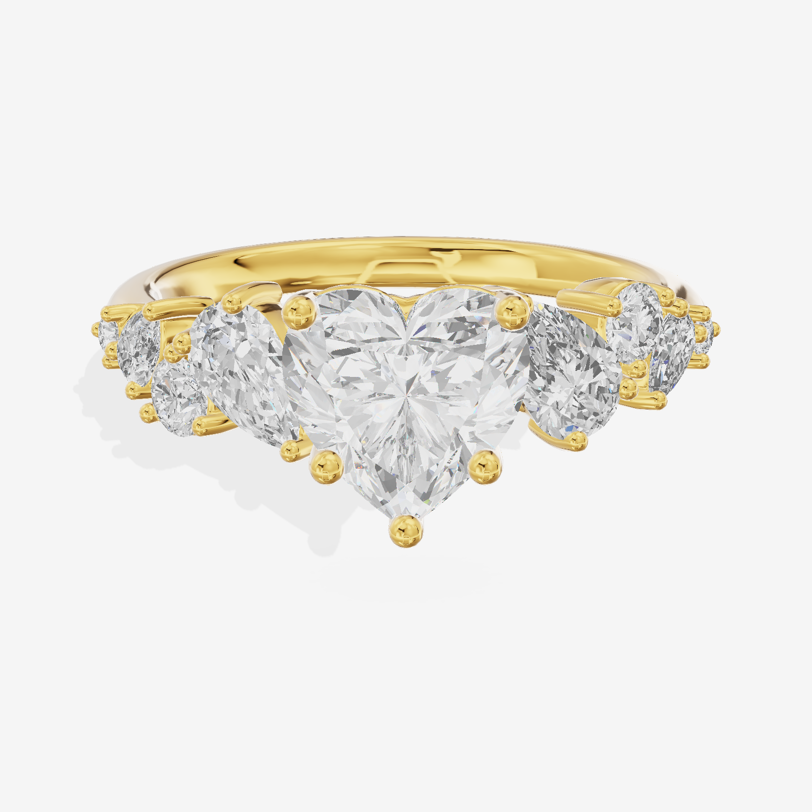 Selenia Cathedral 1.5mm Heart Solitaire Engagement Ring in 14K Yellow Gold