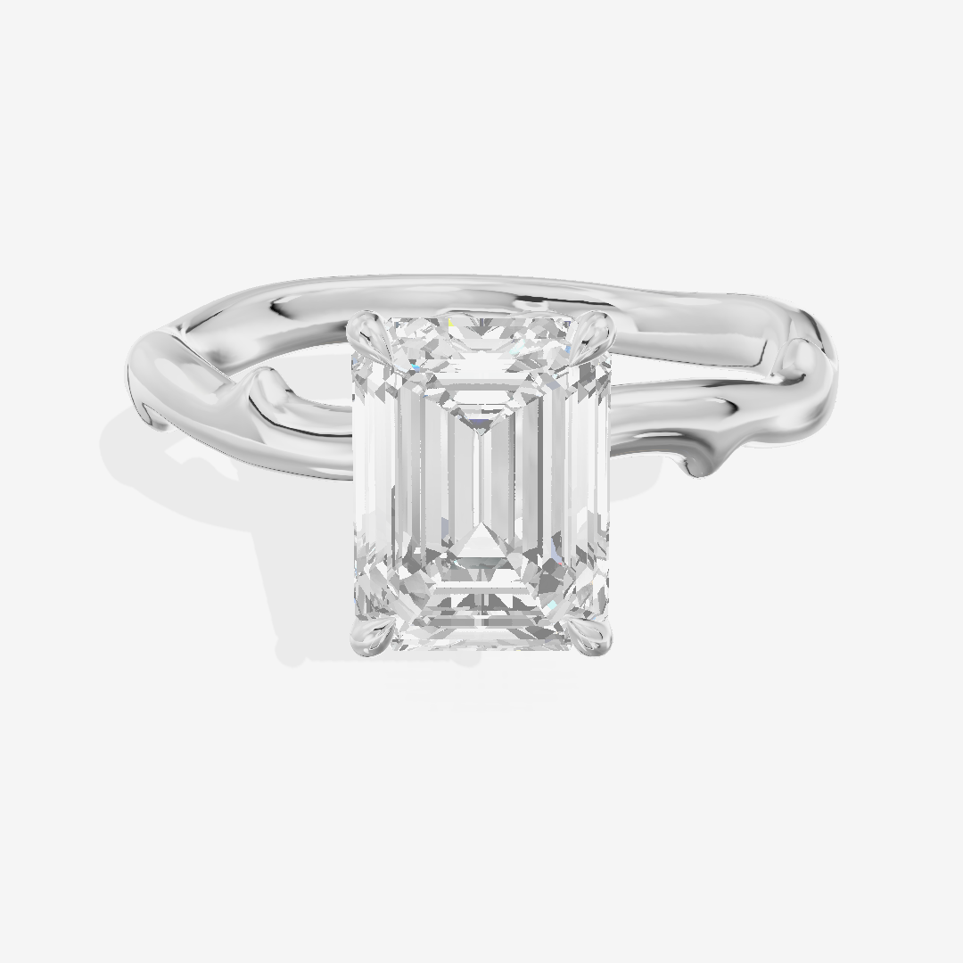Grand Cherubine Emerald Engagement Ring with Side Stones (1/4 ct. tw.) in 14K White Gold