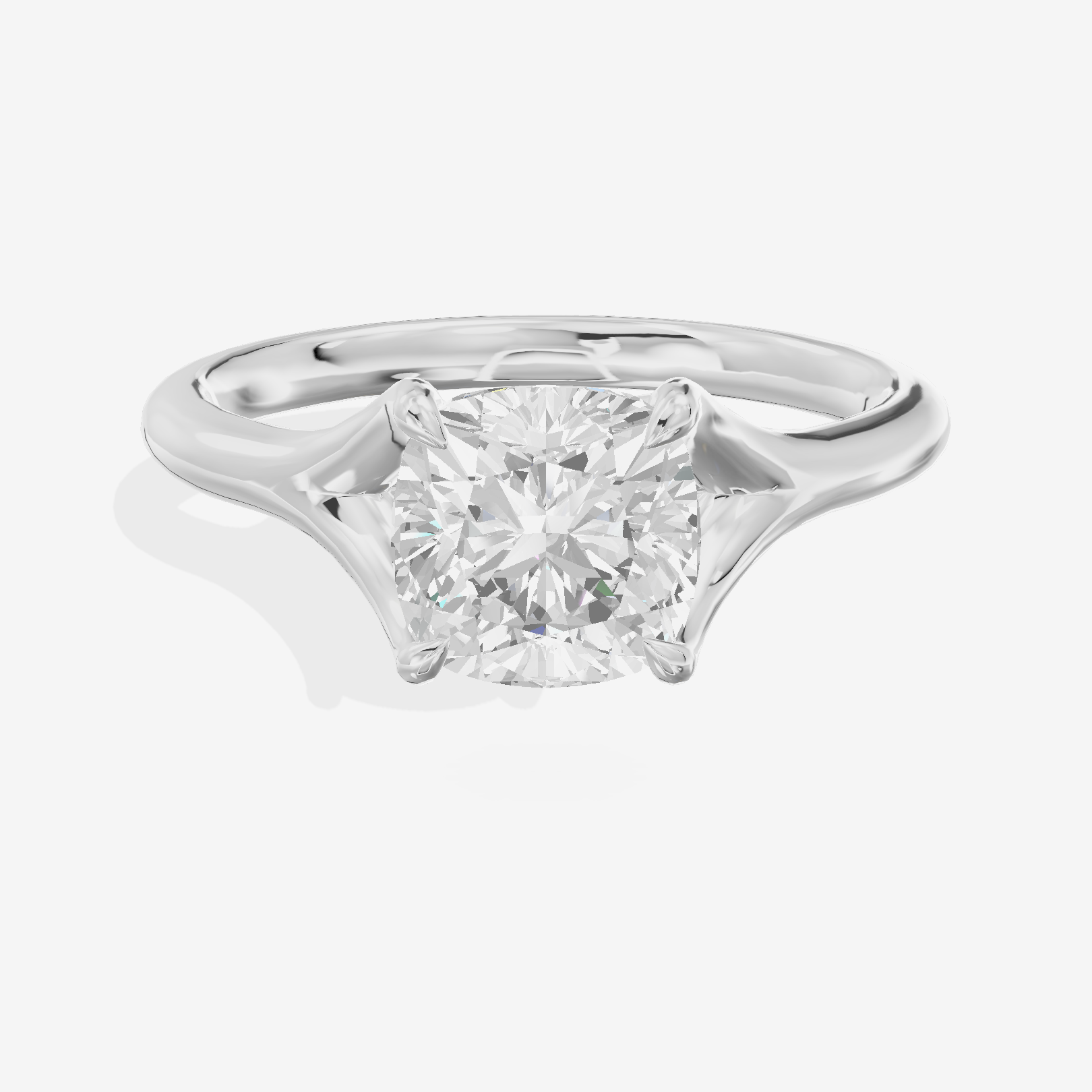 Classic Aurea 2mm Cushion Solitaire Engagement Ring in 14K White Gold