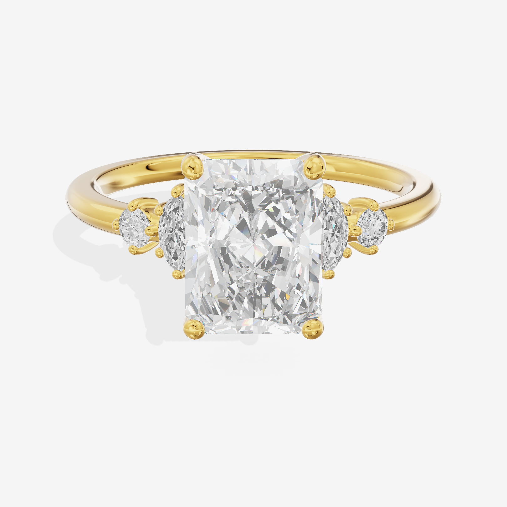 Petite Heartline Radiant Engagement Ring with Side Stones (1/5 ct. tw.) in 18K Yellow Gold