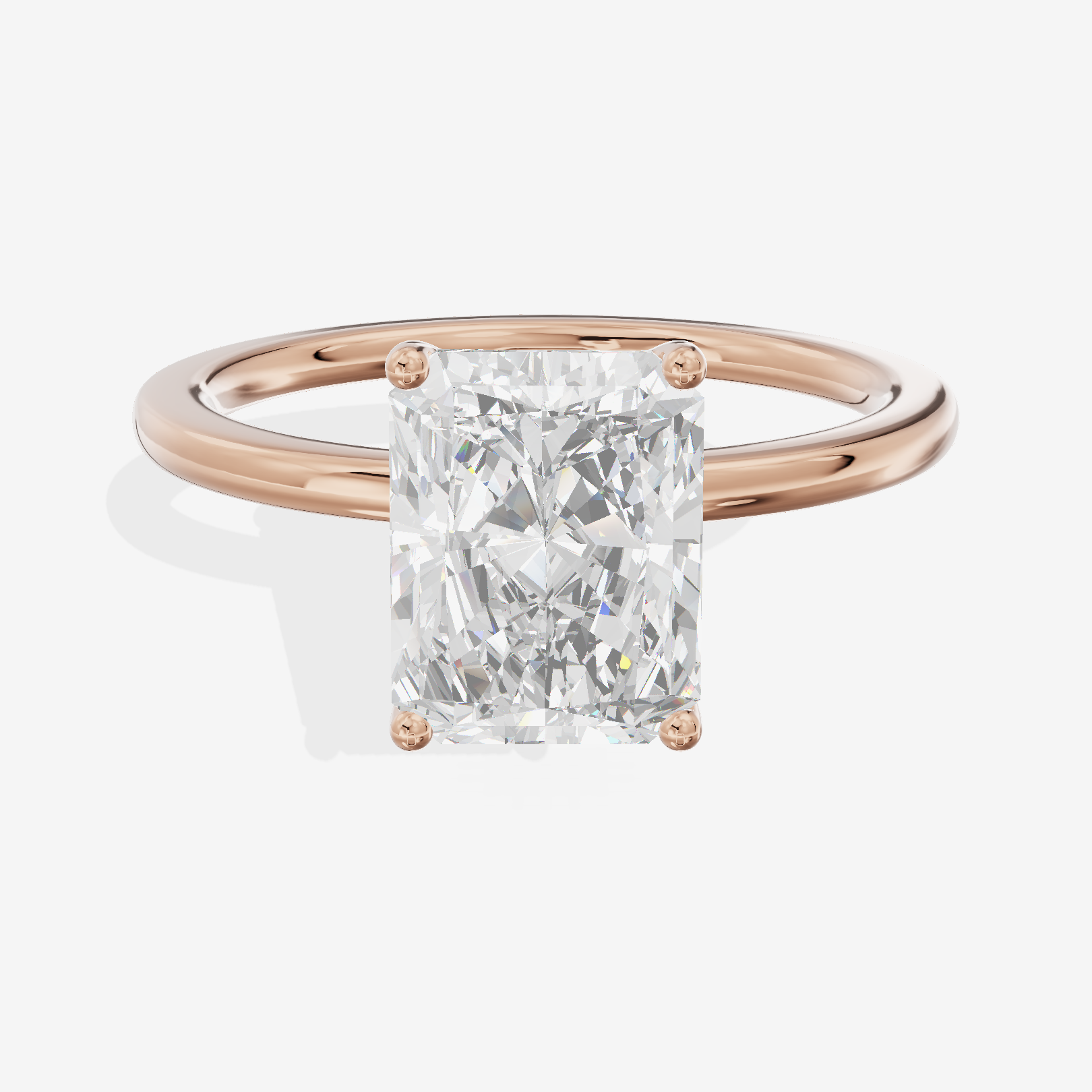 Selenia Solitaire 1.5mm Radiant Engagement Ring in 18K Rose Gold