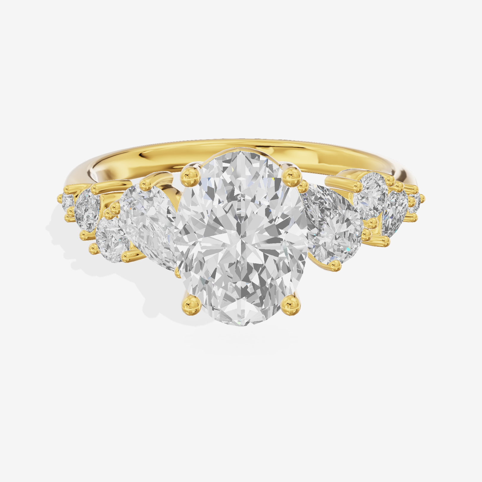 Selenia Cathedral 1.5mm Oval Solitaire Engagement Ring in 14K Yellow Gold