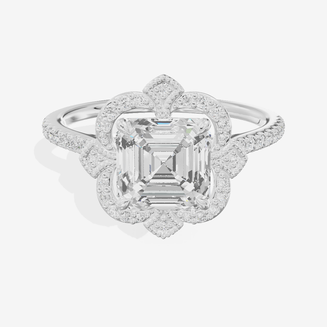 Selenia Halo Asscher Engagement Ring (1/6 ct. tw.) in 18K White Gold