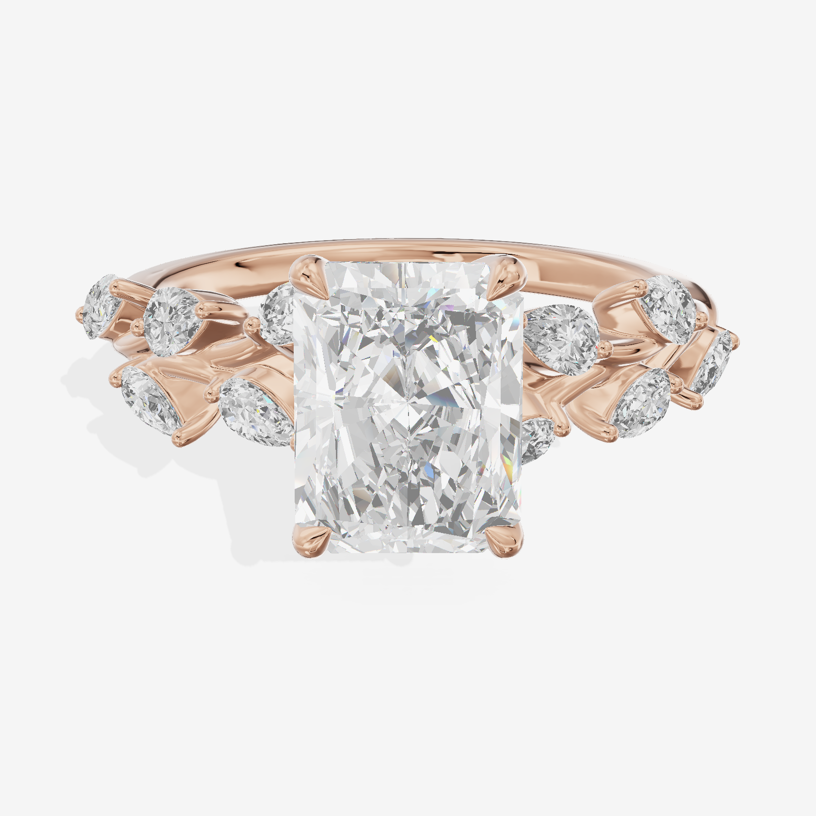 Classic Promezza Radiant Engagement Ring with Side Stones (1/2 ct. tw.) in 18K Rose Gold