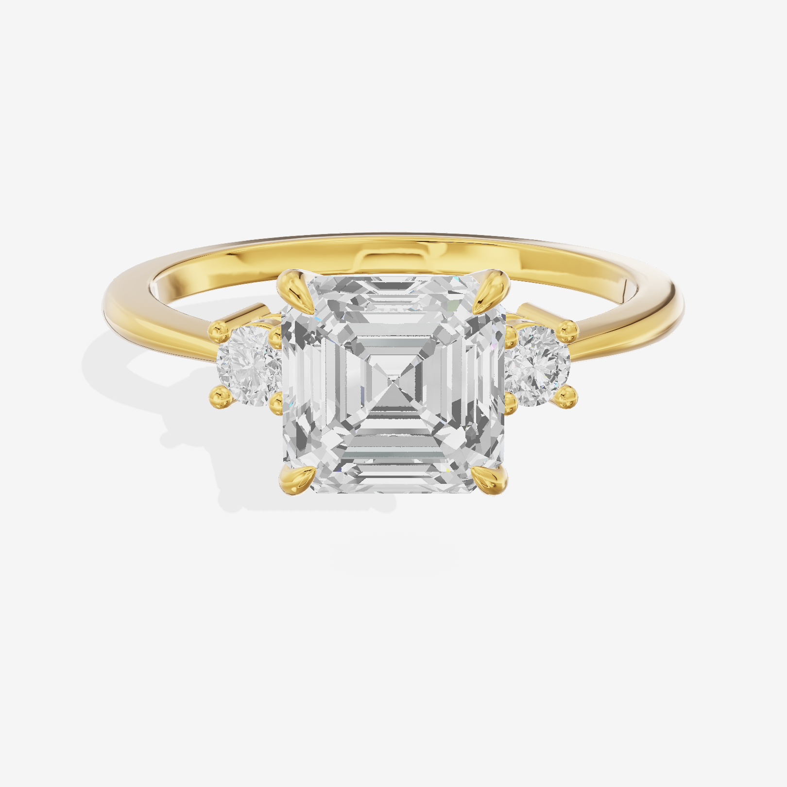 Eternal Aimora Asscher Three Stone Engagement Ring (1/10 ct. tw.) in 14K Yellow Gold