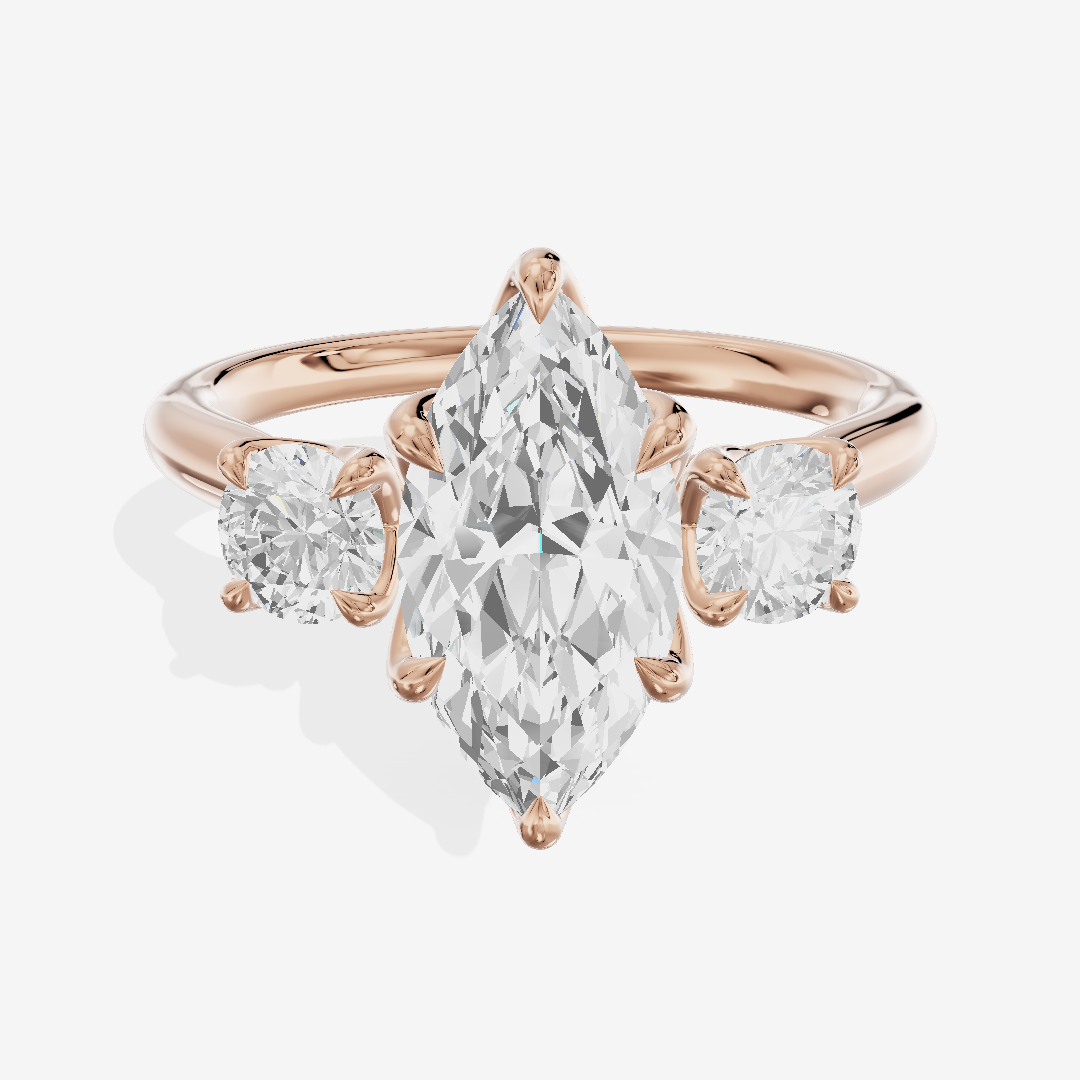 Eternal Sincere Three Stone Marquise Engagement Ring (1/2 ct. tw.) in 14K Rose Gold