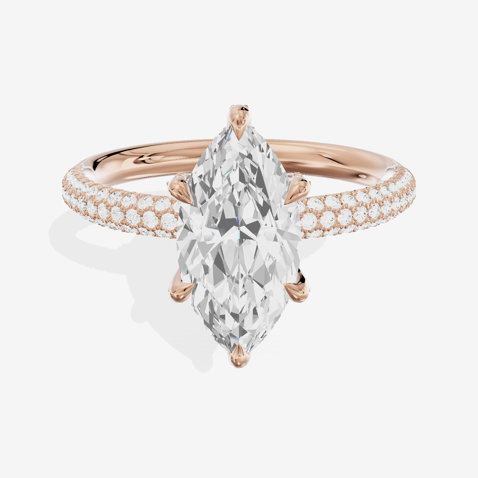 Modern Selenia Marquise Engagement Ring with Side Stones (1/6 ct. tw.) in 14K Rose Gold