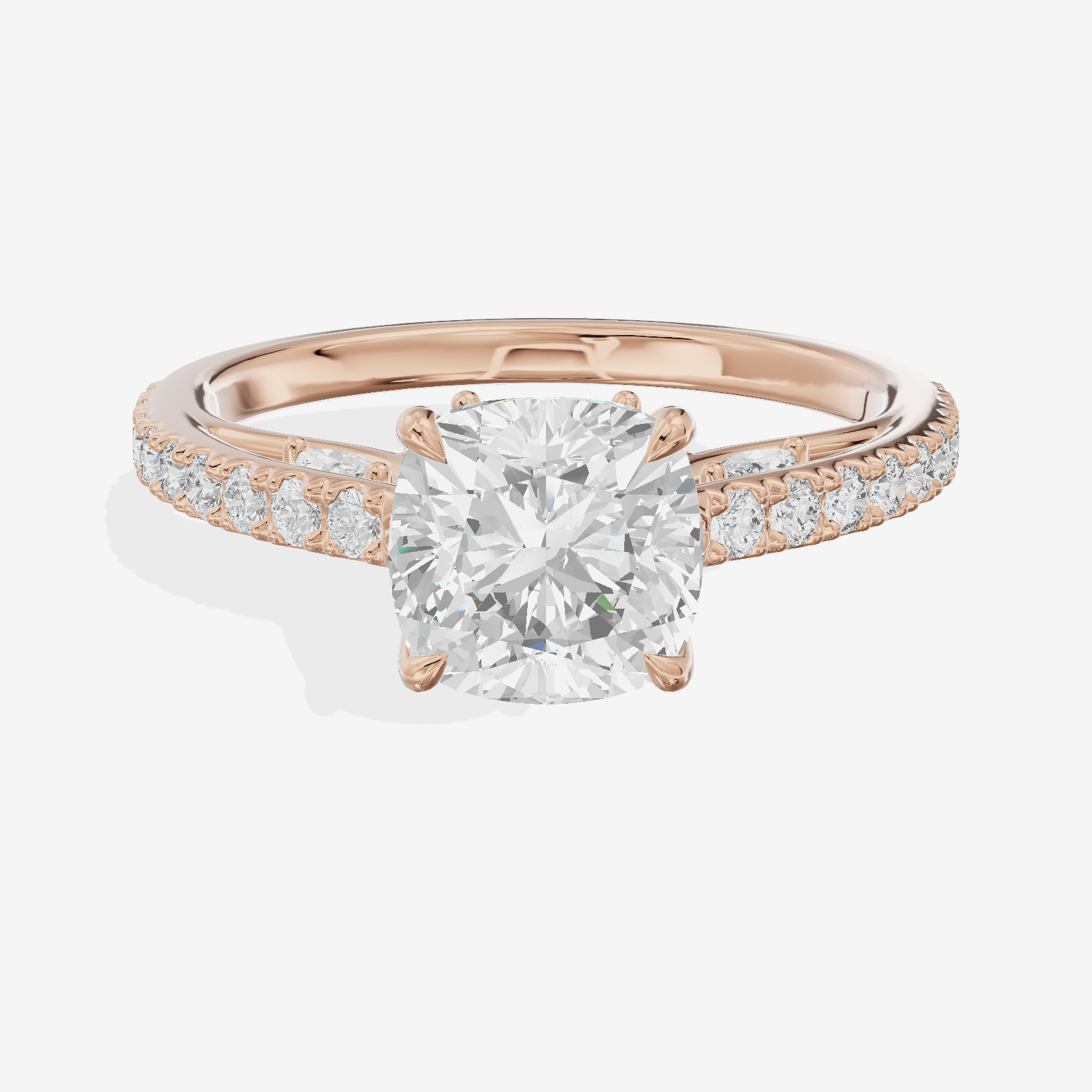 Twine Cathedral 1.8mm Cushion Solitaire Engagement Ring (1/2 ct. tw.) in 18K Rose Gold