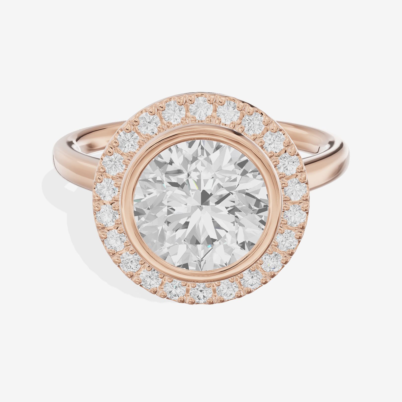 Trellise Halo Round Engagement Ring (1/4 ct. tw.) in 14K Rose Gold