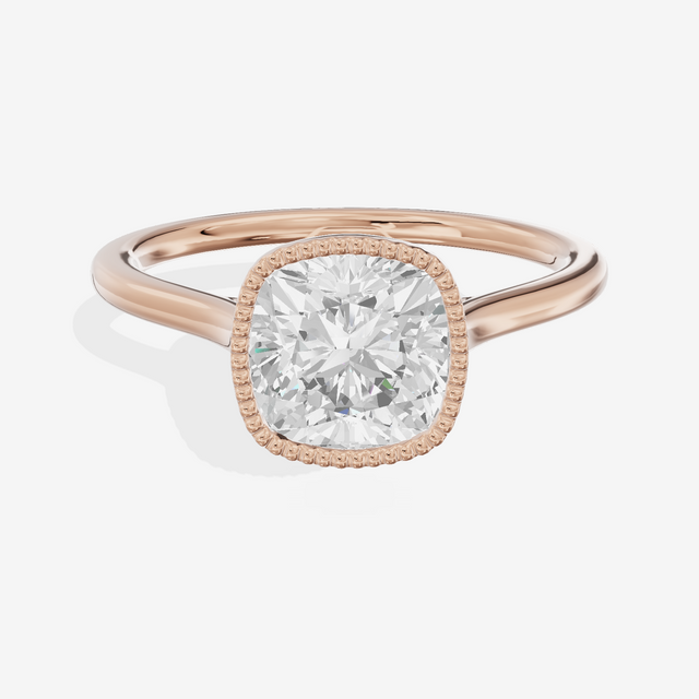 Modern Coeurine 1.5mm Cushion Bezel Engagement Ring in 14K Rose Gold