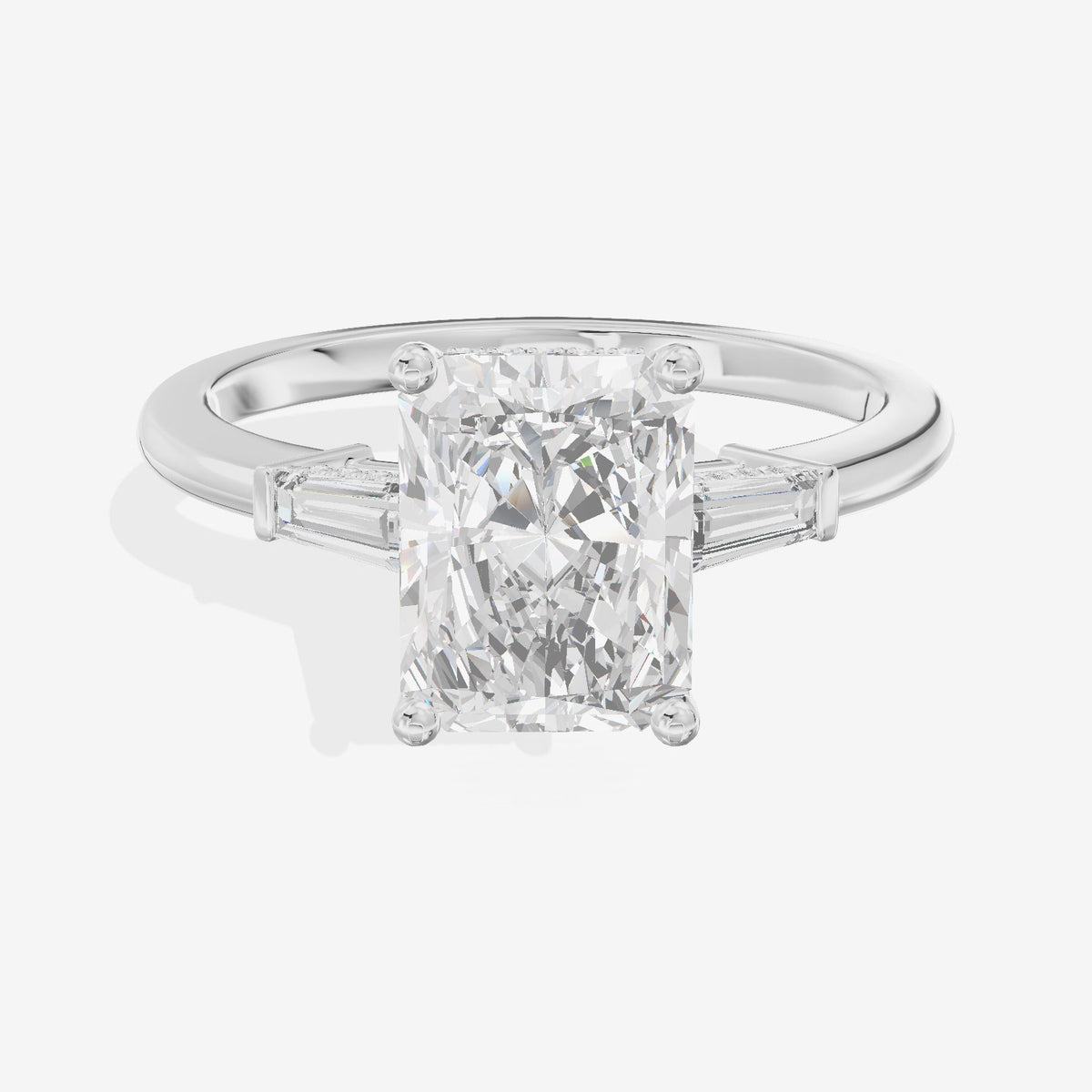 Liviana Three Stone Radiant Engagement Ring (1/4 ct. tw.) in 18K White Gold