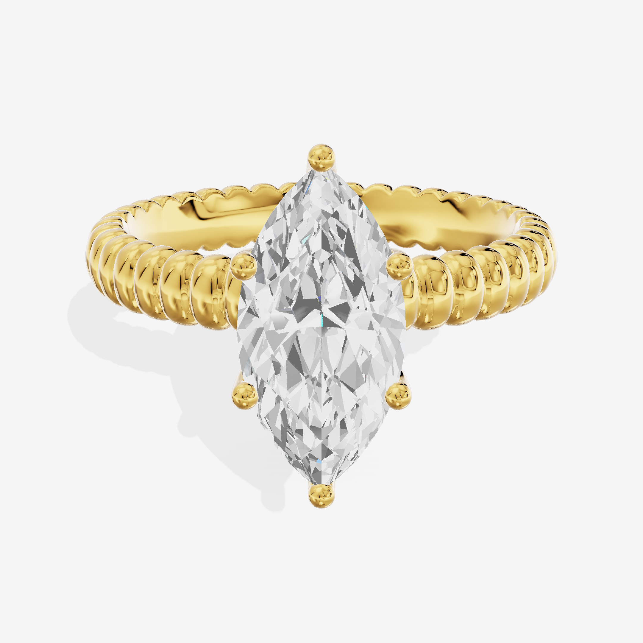 Lustrous Aimora 3mm Marquise Solitaire Engagement Ring in 18K Yellow Gold