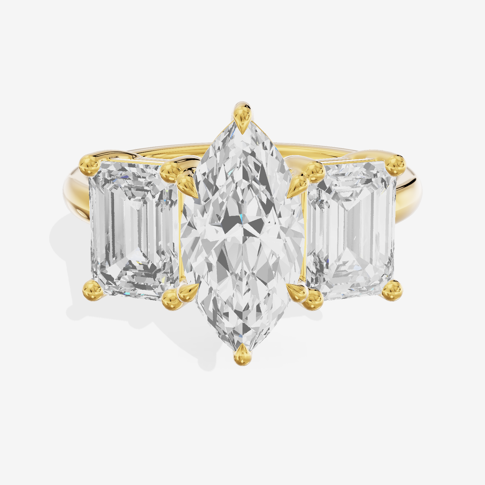Luxe Whisper Three Stone Marquise Engagement Ring (3/4 ct. tw.) in 14K Yellow Gold