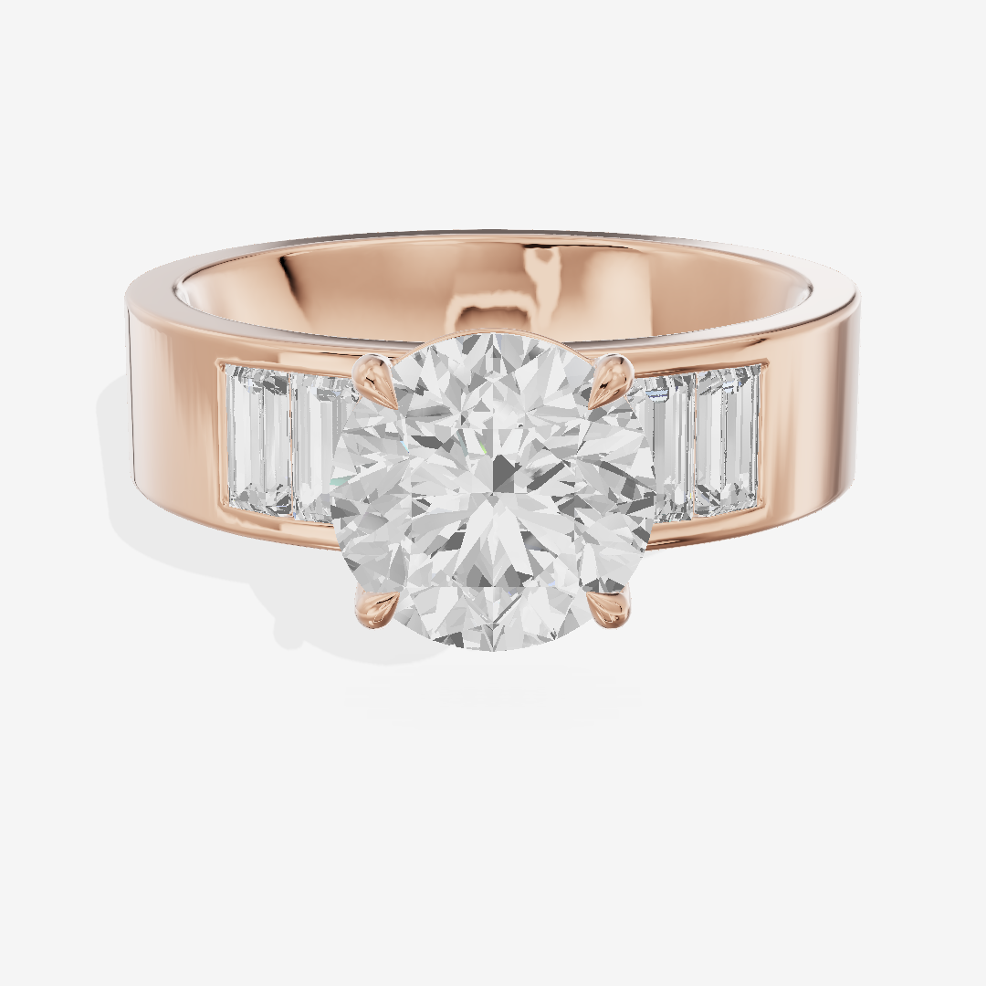 Grand Sincere Round Engagement Ring with Side Stones (3/5 ct. tw.) in 18K Rose Gold