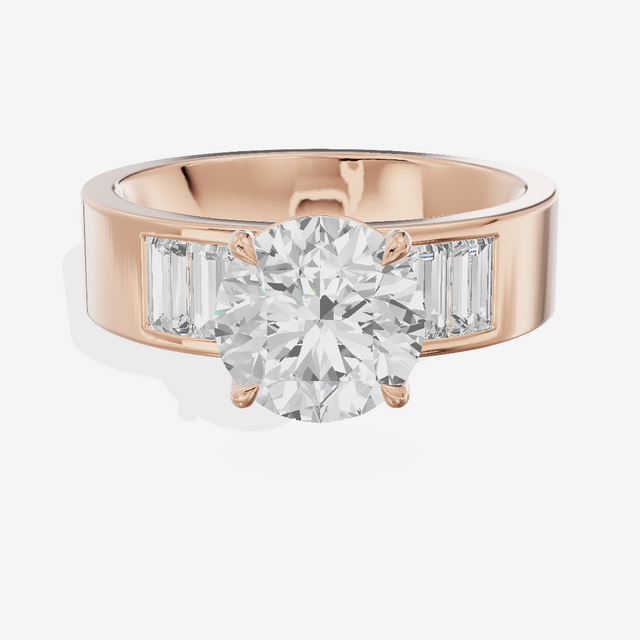 Grand Sincere Round Engagement Ring with Side Stones (3/5 ct. tw.) in 18K Rose Gold