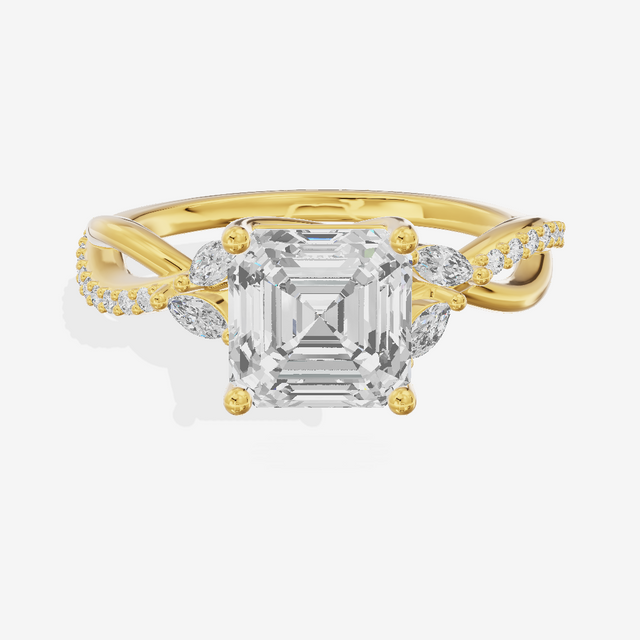 Petite Twine Asscher Twisted Engagement Ring (1/5 ct. tw.) in 14K Yellow Gold