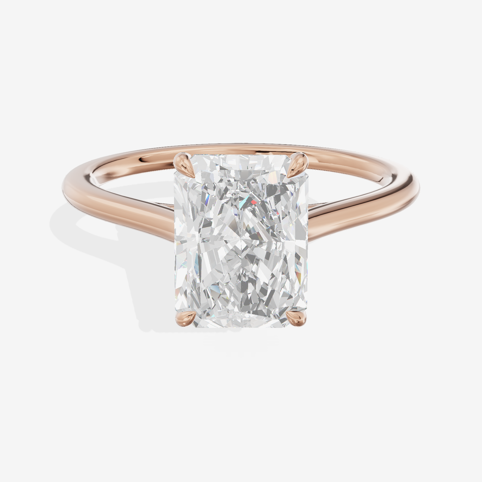 One of One 1.4mm Radiant Solitaire Engagement Ring in 14K Rose Gold