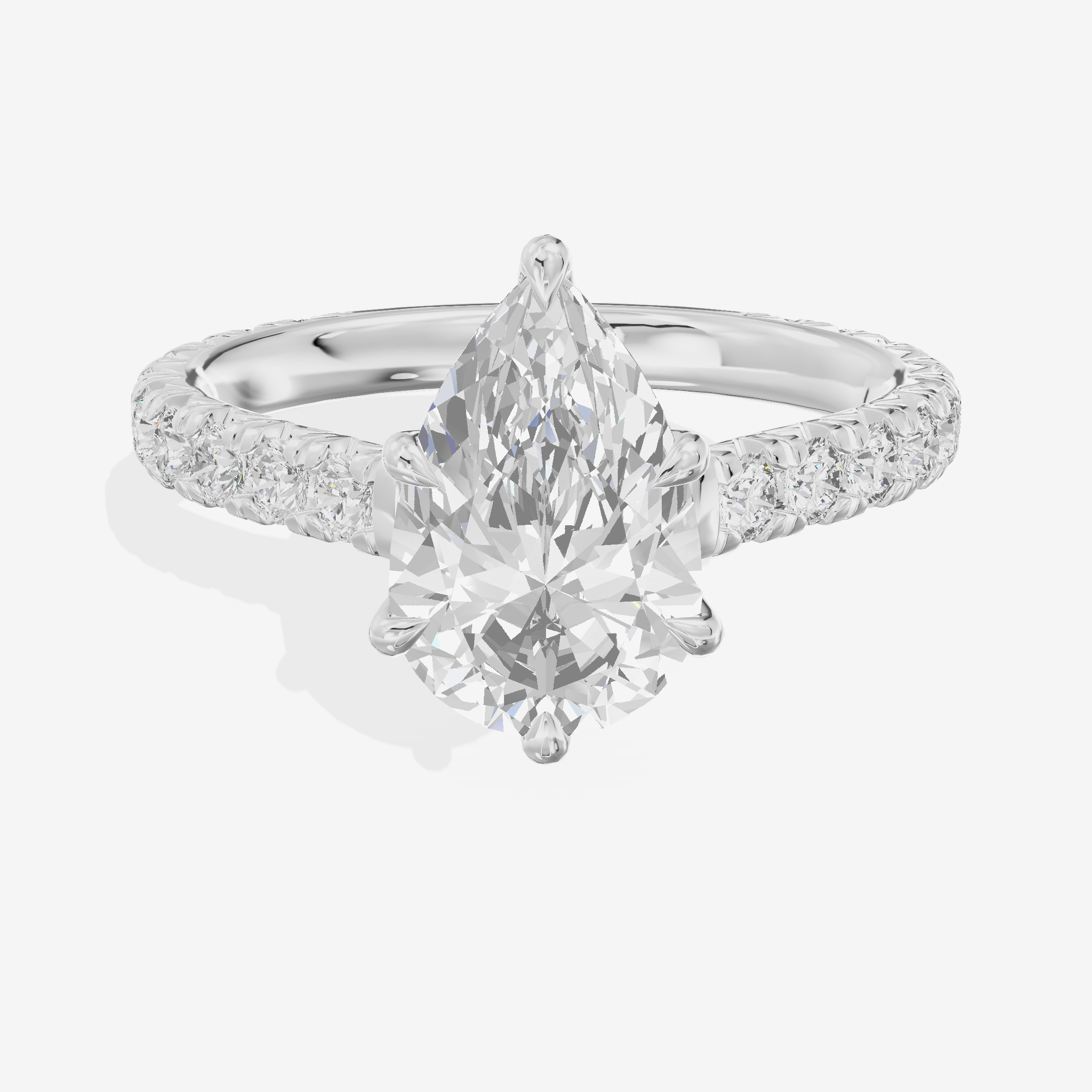 Tender Trueheart Pear Engagement Ring with Side Stones (1/2 ct. tw.) in Platinum