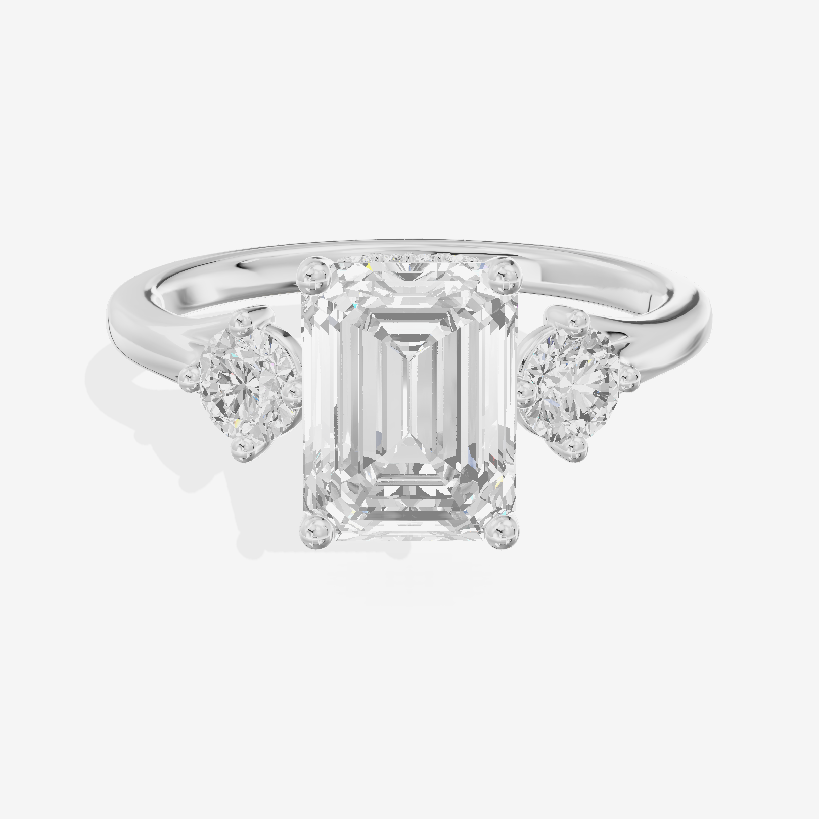 Luxe Solea Three Stone Emerald Engagement Ring (1/3 ct. tw.) in Platinum