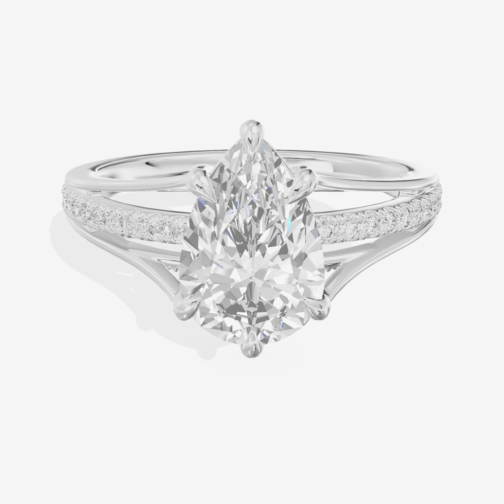 Bowed Coeurine Pear Engagement Ring with Side Stones (1/6 ct. tw.) in 14K White Gold