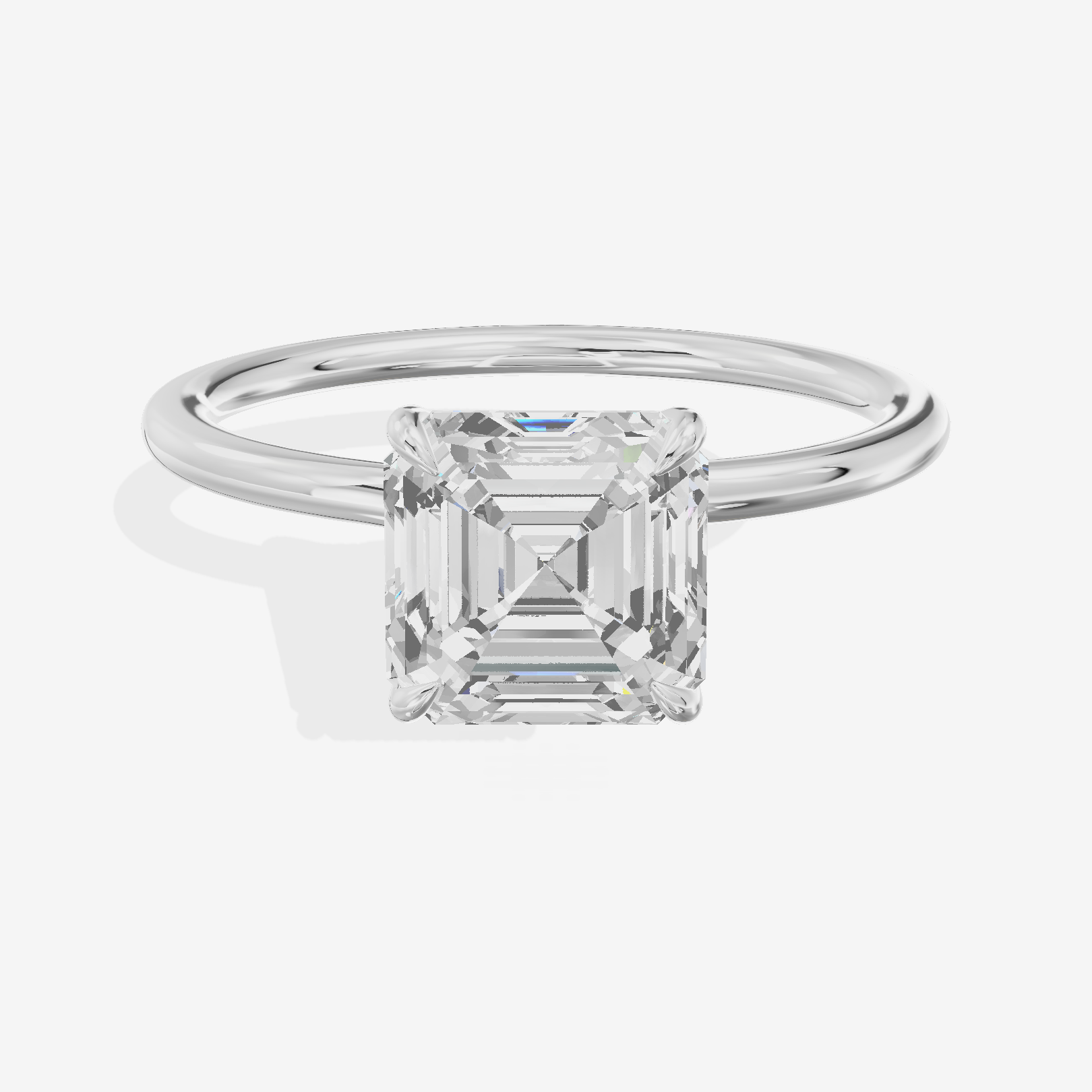 Classic Mayrelle 1.8mm Asscher Solitaire Engagement Ring in 14K White Gold