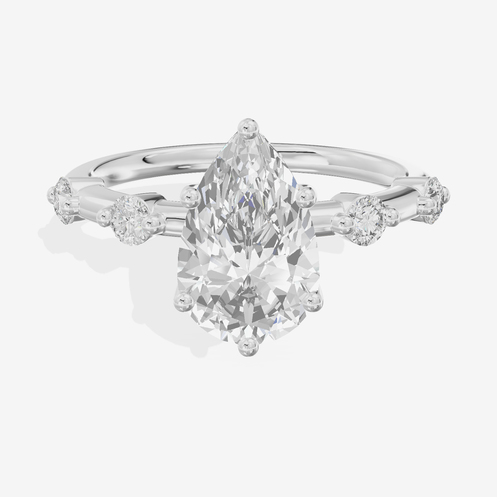 Petite Heartline Pear Engagement Ring with Side Stones (1/5 ct. tw.) in 18K White Gold