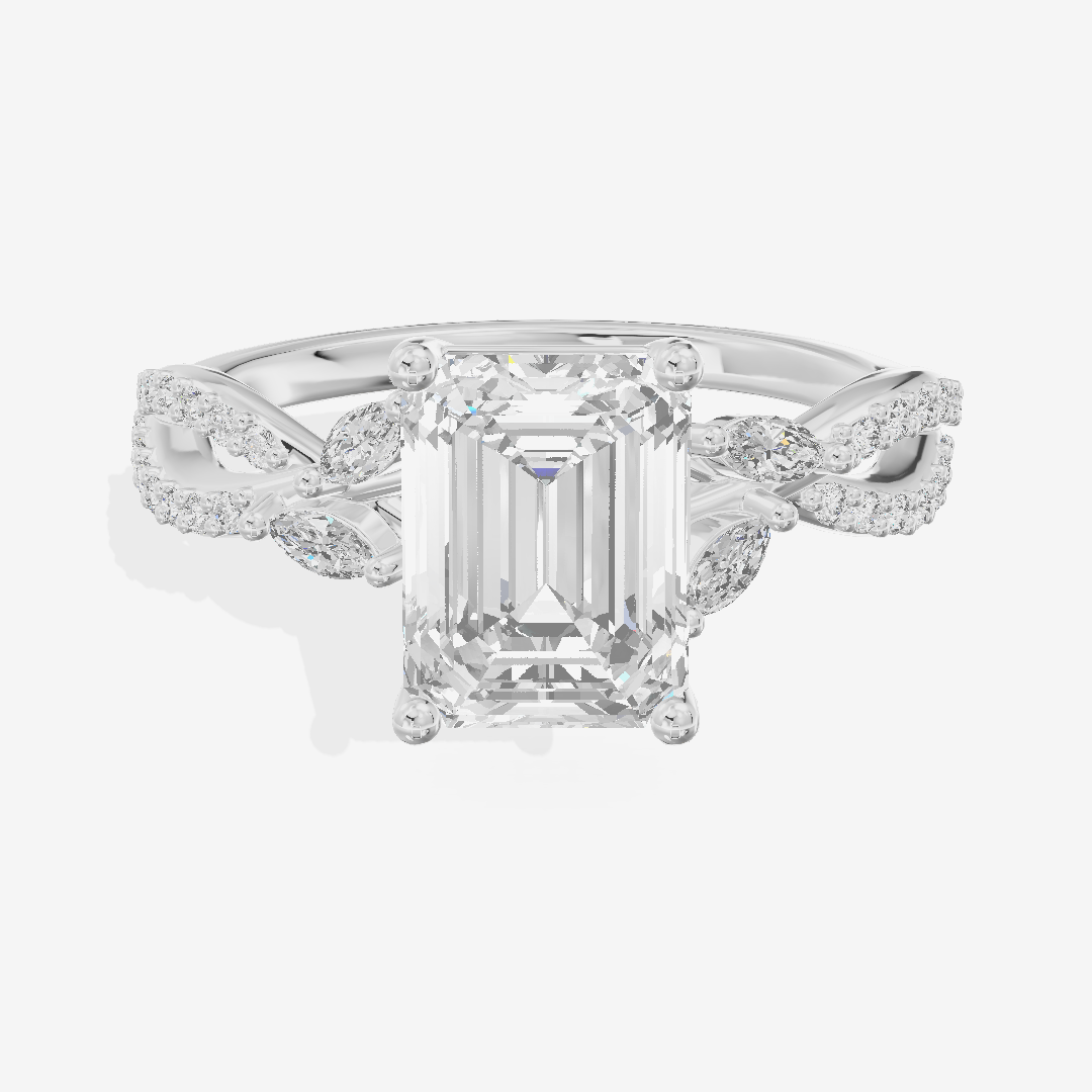 Luxe Domeline 1.5mm Emerald Solitaire Engagement Ring (1/8 ct. tw.) in Platinum