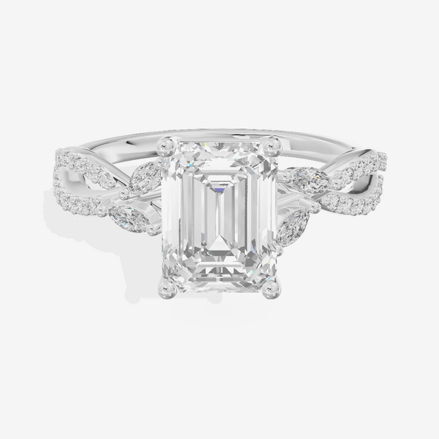 Luxe Domeline 1.5mm Emerald Solitaire Engagement Ring (1/8 ct. tw.) in Platinum