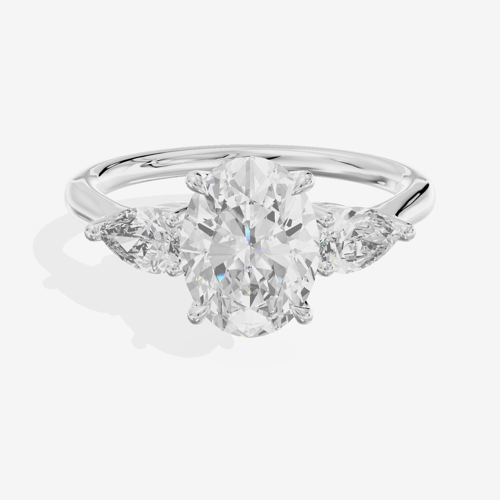 Luxe Aimora Three Stone Oval Engagement Ring (3/4 ct. tw.) in Platinum