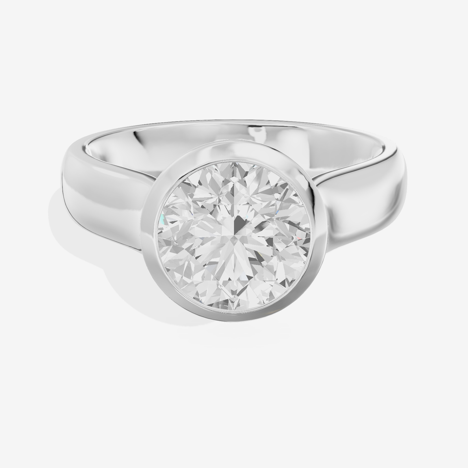 Cherubine 4mm Round Bezel Engagement Ring in 14K White Gold